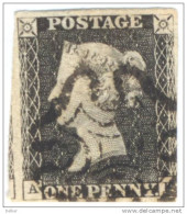 Gk403: Black PENNY : Plate 10 :  4 Margins : A__F - Used Stamps