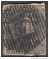 Gk985: N° 1 : [°]: D-17Ls: 57 : WARNETON : Zegel Is Niet Perfect....wel Interessante Stempel... - 1849 Epaulettes