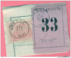 Be941: E9: VRESSE : GRAND VITESSE = Tarif II:  SP 11 /fragment Spoorwegdocument +  " étiquette " : - Dokumente & Fragmente