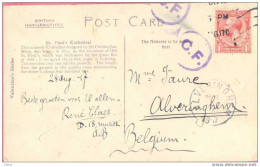 Wv971:pk:St.Pauls Cathedral, Lodon: 1p:met C.F. Censuur >> ALVERINGHEM 2 IX. 1917 ( Enkel Naam +gemeente !!! En Besteld) - Zona No Ocupada