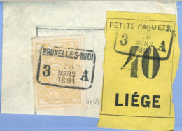 Be951: BRUXELLES-MIDI / 3   A :  SP 12: Op Fragment Spoorwegdocument+ " étiquette " - Dokumente & Fragmente