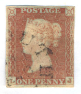 Ua664:  One Penny Red : Imperforated : L__J :  "J"flaw  With A  Town Cancel - Used Stamps