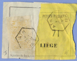 Be998: ATH : 2 Verschillende Stempels ( I & III): SP 12 Op Fragment Spoorwegdocument  + " étiquette " : - Documenten & Fragmenten