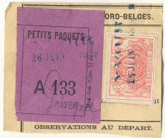 Be255 : YVOIR(= NORD BELGE ):SP 11: Op Fragment Spoorwegdocument+ " étiquette "  : Met Complete Stempel: - Documenten & Fragmenten