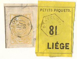 Be73: STAVELOT:  SP 12 Op Fragment Spoorwegdocument +  " étiquette " + Spoorwegstempel & Op Zegel: Telegraafstempel: - Documentos & Fragmentos