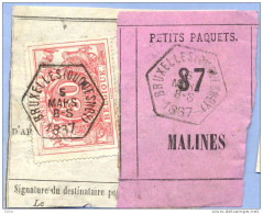 _V702: BRUXELLES (DUQUESNOY) > MALINES:  SP11/ Fragment Met " étiquette " PETITS PAQUETS: N° 87: Type B: - Documentos & Fragmentos