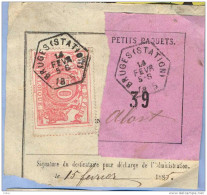 _V725:BRUGES(STATION) > Alost:  SP11/ Fragment PETITS PAQUETS Met " étiquette ": N°39: Type B: - Documentos & Fragmentos