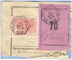 _V722:  BRUGES(STATION) > Givry: SP11/ Fragment PETITS PAQUETS Met " étiquette ": N°70: Type B: - Documenti & Frammenti