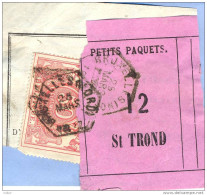 _V732:BRUXELLES(NORD) > ST TROND: SP11/ Fragment Met " étiquette " PETITS PAQUETS: N° 12: Type Bb - Documenti & Frammenti