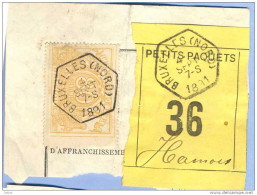 _V758: BRUXELLES(NORD) > Hamois: SP12/ Fragment Met " étiquette " PETITS PAQUETS: N° 36: Type B: - Documenti & Frammenti