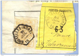 _V757:  BRUXELLES(NORD) > Vaux S/ Chevremont: SP12/ Fragment Met " étiquette " PETITS PAQUETS: N° 63 Type Bb: - Documents & Fragments