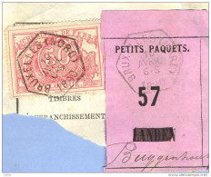 _V734:BRUXELLES(NORD)> Buggenhout:  SP11/ Fragment Met " étiquette " PETITS PAQUETS: N° 57: Type B: - Documenti & Frammenti