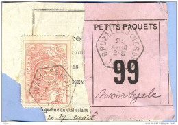 _V756:BRUXELLES(NORD)  > Moortzeele:  SP11/ Fragment Met " étiquette " PETITS PAQUETS: N° 99: Type B: - Documenten & Fragmenten