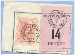 _V767: BRUXELLES(MIDI)  > DEYNZE: SP11/ Fragment Met " étiquette " PETITS PAQUETS: N° 14: Type Bc: - Dokumente & Fragmente