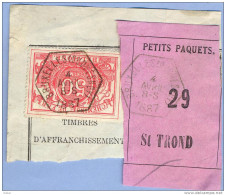 _V765: BRUXELLES(DUQUESNOY)  > ST TROND : SP11/ Fragment Met " étiquette " PETITS PAQUETS: N° 29: Type B: - Documentos & Fragmentos