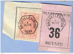 _V764:BRUXELLES(MIDI)  > DEYNZE:  SP11/ Fragment Met " étiquette " PETITS PAQUETS: N° 36: Type Bc: - Documenti & Frammenti