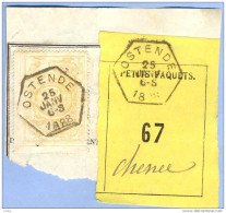 _V782: OSTENDE > Chenee: SP12/ Fragment Met " étiquette " PETITS PAQUETS: N° 67: Type B: - Documentos & Fragmentos