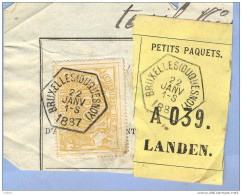 _V786: BRUXELLES(DUQUESNOY) > LANDEN:  SP12/ Fragment Met " étiquette " PETITS PAQUETS: N° A039: Type B: - Documenten & Fragmenten