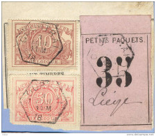 _V789:COURTRAI > Liège + Bijfrankering  Voor " ASSURANCES" : 10ct: :SP11/ Fragment Met " étiq PETITS PAQUETS N° 35 Type - Dokumente & Fragmente