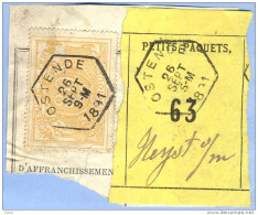 _V783: OSTENDE> Heyst S/Mer: SP12/ Fragment Met " étiquette " PETITS PAQUETS:N°63 :Type B: - Documenten & Fragmenten