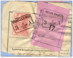 _V868: BRUXELLES-MIDI3__A 2 JUIN 86>Anvers+Série Kn°185-Non N°181-1883: SP11/ Fragment Met " étiquette  PETITS PAQUETS:1 - Documentos & Fragmentos