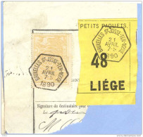 _V890: BRUXELLES ST-JOSSE-TEN-NOODE > LIEGE:  SP12/ Fragment Met  " étiquette "  PETITS PAQUETS: N° 48: Type B: - Documentos & Fragmentos