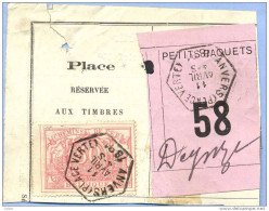 _V913: ANVERS(PLACE VERTE) > Deynze:  SP11/ Fragment PETITS PAQUETS Met  " étiquette " : N° 58 : Type B: - Documenten & Fragmenten