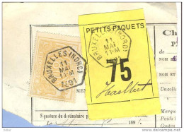 _V749: BRUXELLES(NORD) > Haeltert: SP12/ Fragment Met " étiquette " PETITS PAQUETS: N° 75: Type B: - Dokumente & Fragmente