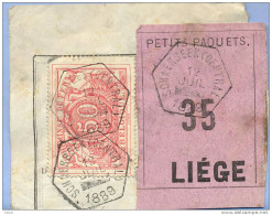 _V966:  SCHAERBEEK( CENTRAL) > LIEGE: SP11/ Fragment PETITS PAQUETS Met  " étiquette " : N° 35: Type Bb: - Documents & Fragments