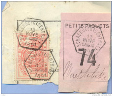 _V967: SCHAERBEEK( CENTRAL) > Wachtebeke: SP11/ Fragment PETITS PAQUETS Met  " étiquette " : N° 74: Type Bb: - Documents & Fragments