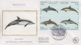 Enveloppe  FDC  1er  Jour    MONACO    Dauphins   1992 - Delfine