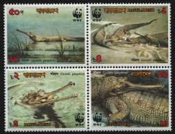 Bangladesch 1990 - Mi-Nr. 323-326 ** - MNH - Viererblock - Krokodile / Crocodile - Bangladesch