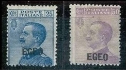 ● ITALIA REGNO 1912 ֍ Colonie EGEO ֍ N. 1 / 2 * ● Cat. 220 € ● Serie Completa ● Lotto N. 800 ● - Egée
