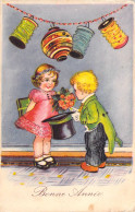 FANTAISIE - Bonne Année - Nouvel An - Enfants Sous Des Guirlandes Guinguette  - Carte Postale Ancienne - Nouvel An