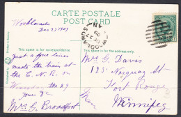 Canada Cover, Woodlands Manitoba, Dec 27 1909, A1 Broken Circle Postmark, To Winnipeg MB - Brieven En Documenten