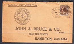 Canada Cover, Shoal Lake Manitoba, Apr 13 1920, Duplex Cancel, To John A. Bruce Seed Co. Hamilton ON - Covers & Documents