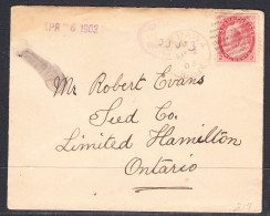 Canada Cover, Neepawa Manitoba, Apr 2 1903, To Robert Evans Seed Co. Hamilton ON - Briefe U. Dokumente