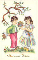 FANTAISIE - Bonne Année - Nouvel An - Enfants Hollandais Qui S'offrent Des Fleurs - Carte Postale Ancienne - Nouvel An