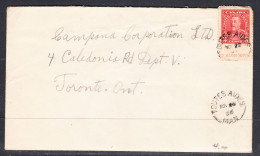 Canada Cover, Toutes Aides MB, Nov 22 1936 & Rorketon MB, A1 Broken Circle Postmark, To Campana Corp. Ltd. Toronto - Brieven En Documenten