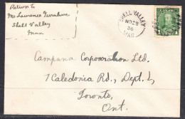 Canada Cover, Shell Valley Manitoba, Nov 28 1936, A1 Broken Circle Postmark, To Campana Corp. Ltd. Toronto ON - Briefe U. Dokumente