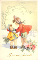 FANTAISIE - Bonne Année - Nouvel An - Mere Et Fille - Carte Postale Ancienne - Nouvel An