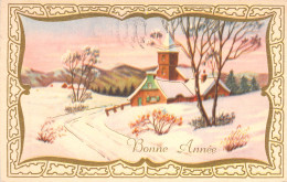 FANTAISIE - Bonne Année - Nouvel An - Paysage Enneigé  - Carte Postale Ancienne - Nouvel An