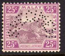 FMS 1929 25c Purple & Magenta Specimen SG70S Unmounted Mint - Federated Malay States