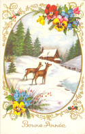 FANTAISIE - Bonne Année - Nouvel An - Biche - Carte Postale Ancienne - Nouvel An