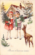 FANTAISIE - Bonne Année - Nouvel An - Enfants Avec Une Biche - Carte Postale Ancienne - Nouvel An