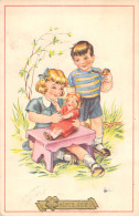 FANTAISIE - Bonne Année - Nouvel An - Enfants Avec Une Poupée - Carte Postale Ancienne - Nouvel An