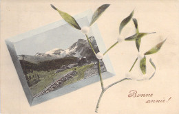 FANTAISIE - Bonne Année - Nouvel An - Pysage Enneigé - Gui - Carte Postale Ancienne - Nouvel An