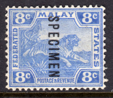 FMS 1910 8c Ultramarine Specimen SG42S Unmounted Mint - Federated Malay States