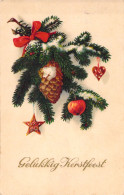 FANTAISIE - Bonne Année - Nouvel An - Sapin Et Pomme De Pin - Carte Postale Ancienne - Nouvel An