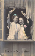 FANTAISIE - Bonne Année - Nouvel An - Couple Portrait - Carte Postale Ancienne - New Year